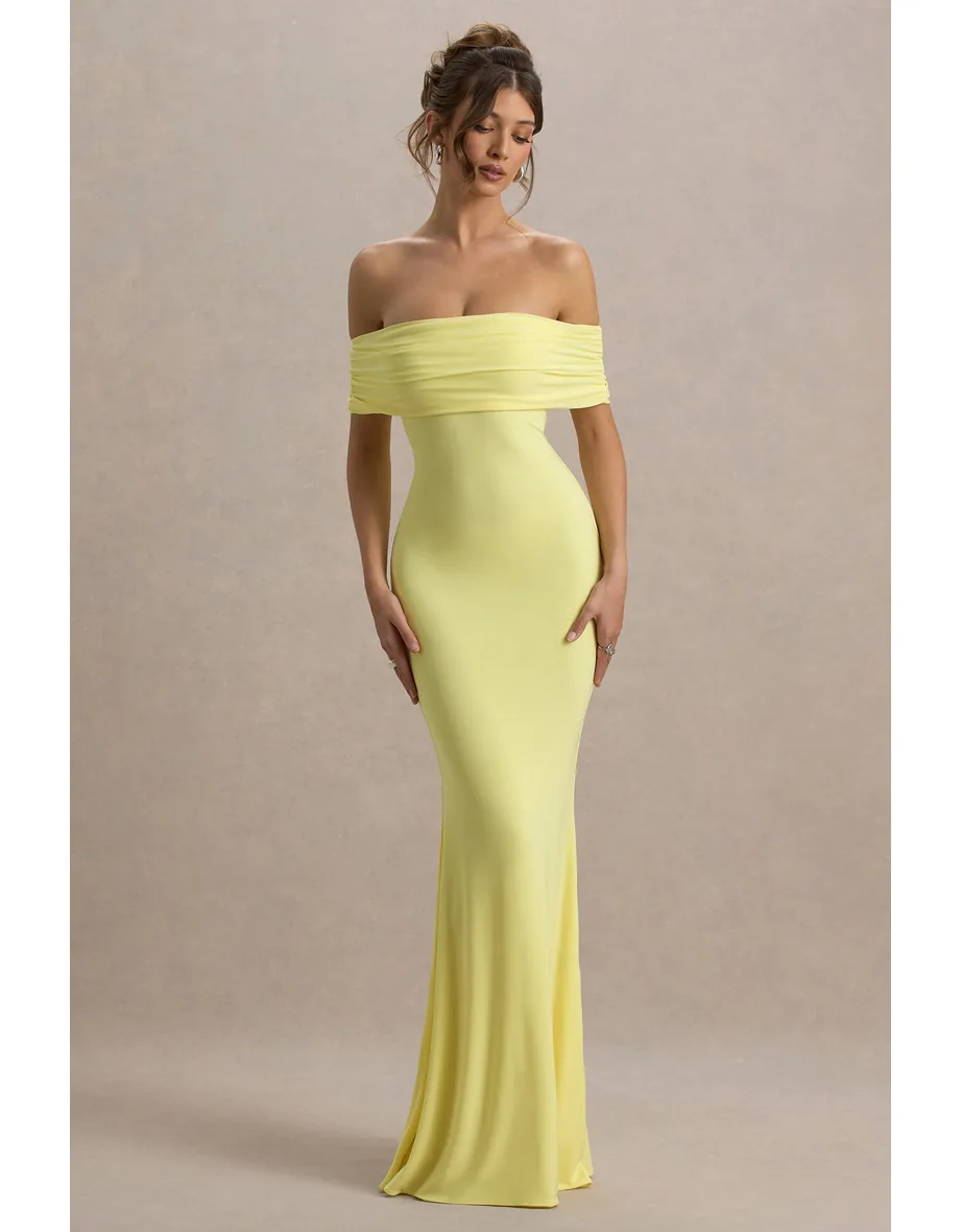 cloe yellow bardot maxi dress Cloe