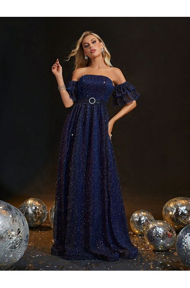 Leely Women's Elegant Off the Shoulder A line Dress