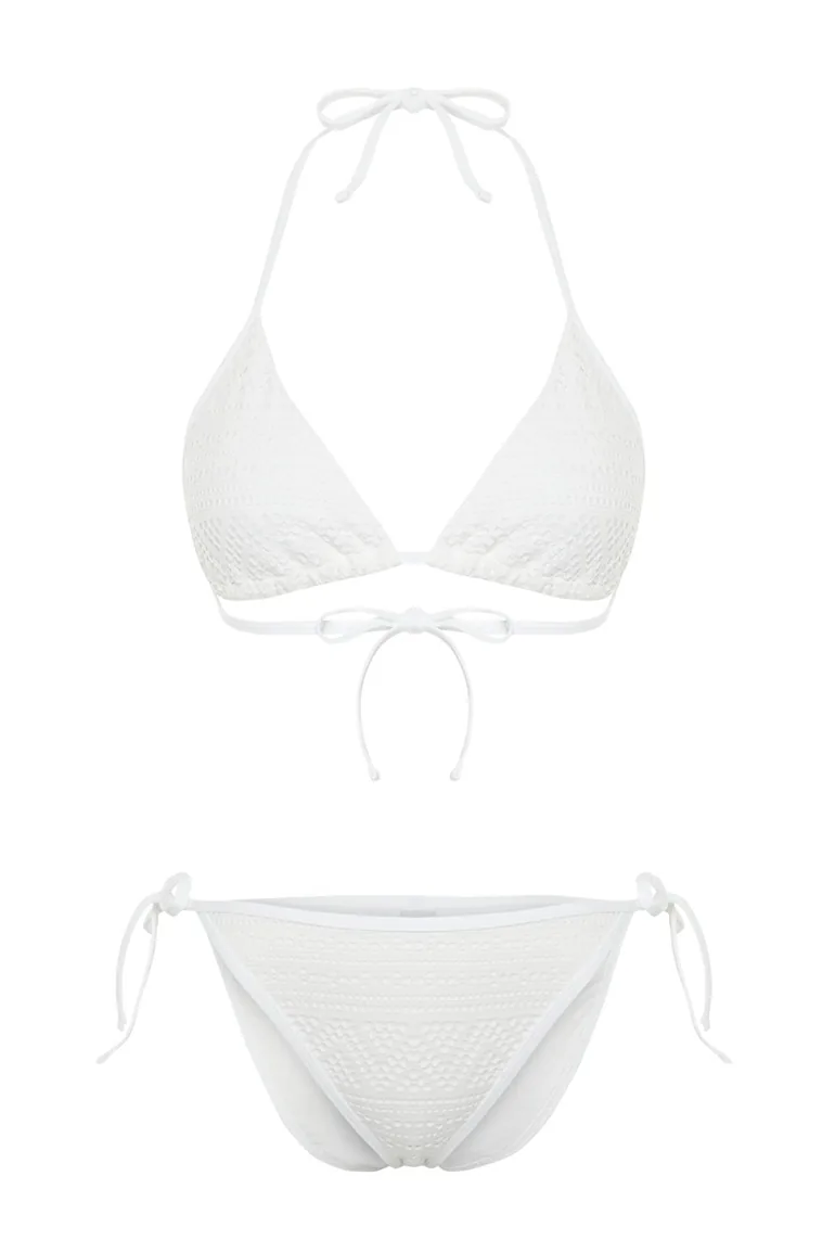 White Triangle Covered Regular Waist Bikini Set Tbess24Bt00024 - 5
