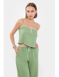 Striped Square Neck Strappy Cropped  Top - 2