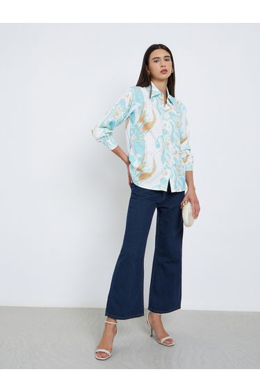 Marble Print Regular Fit Buttoned Shirt