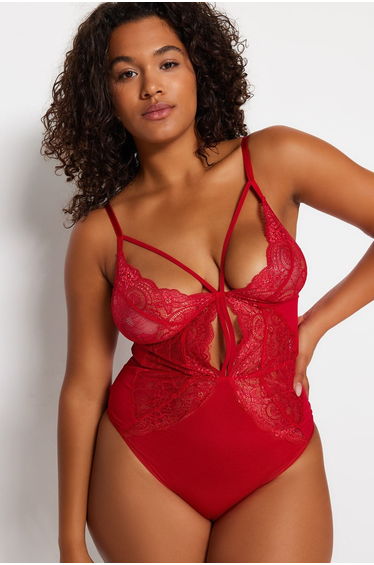 Plus Size Bodysuit - Red - Fitted