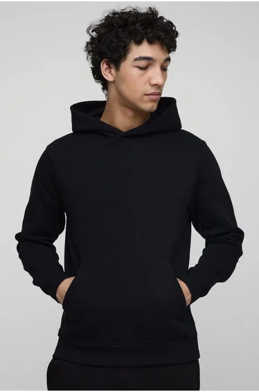 Basic Slim Over the Head Hoodie - black