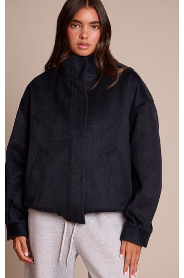 Navy Funnel Neck Bomber Jacket