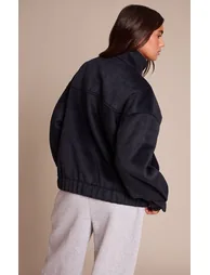Navy Funnel Neck Bomber Jacket - 1