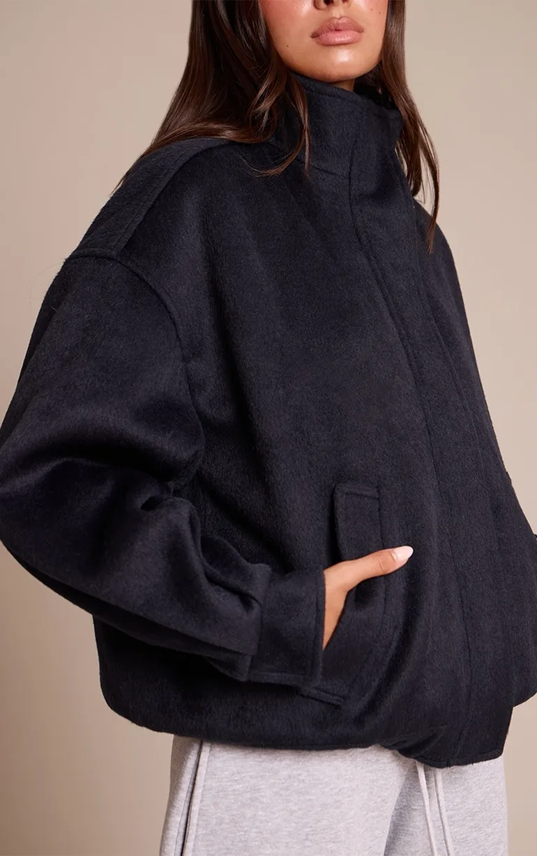 Navy Funnel Neck Bomber Jacket - 3