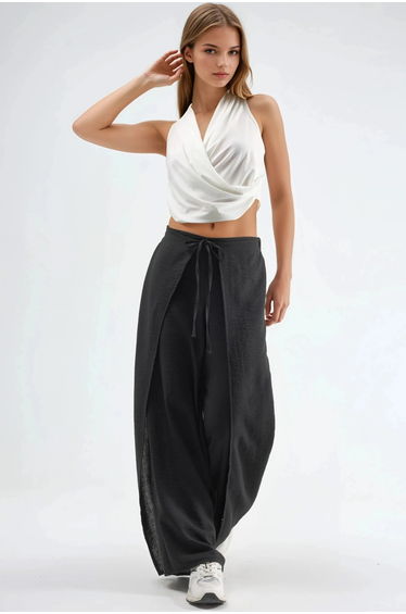 BUSEM Drawstring Waist Crepe Trousers with Tie Detail