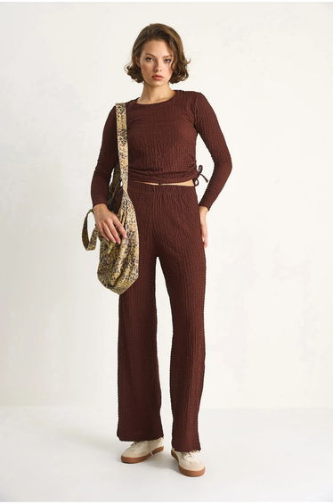 LUCCI Fitted Two-Piece Coord Set with Flared Pants
