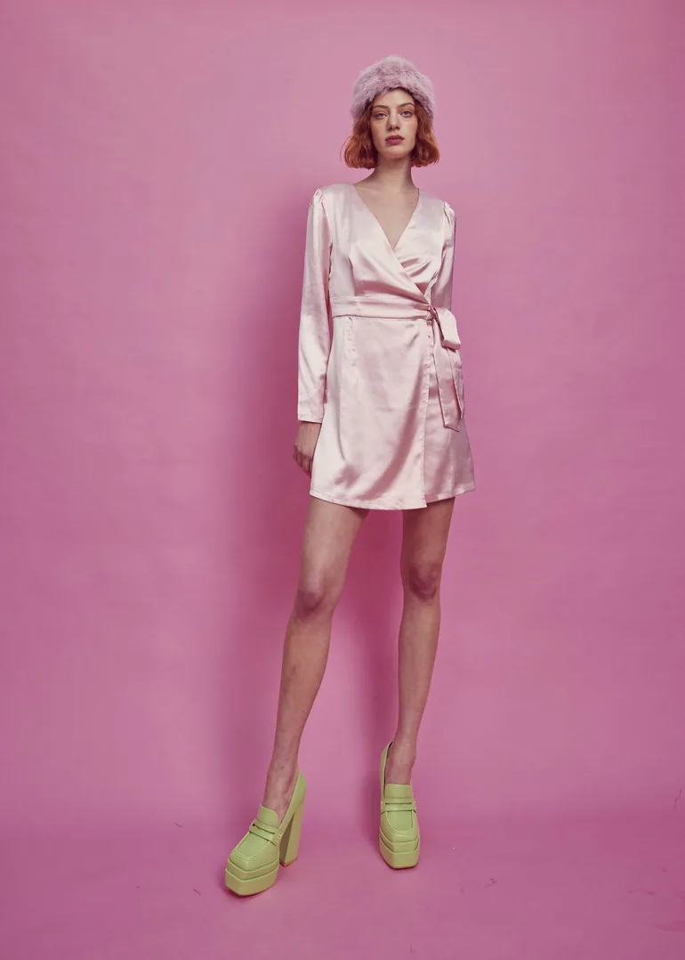 sachin and babi light blue dress Zimmermann Silk Wrap Mini Dress Dusty Pink Sueded Silk party – Naked Pear