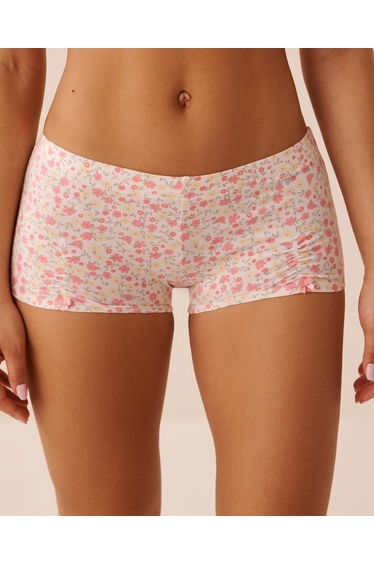 Bow & Ruched Cotton Boyshort Panty