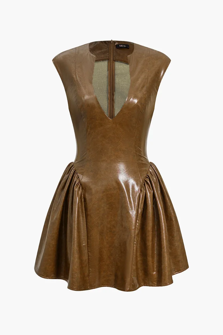 micas mini dress Pearl Ruched Zipper Mini Dress