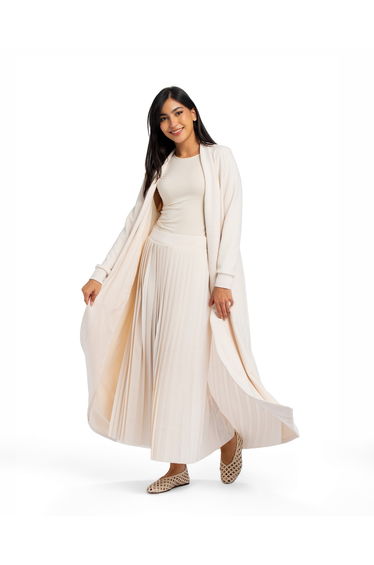 Pleated Abaya - STONE GREY