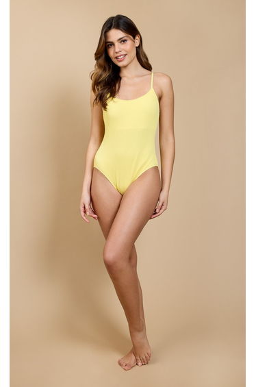 Reverie Yellow Crinkle Swimsuit by Vicky Pattison