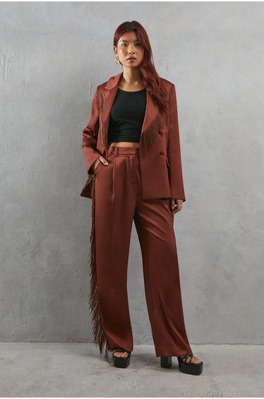 Premium Fringe Side Straight Leg Trouser