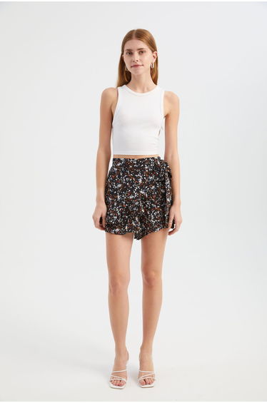 Floral High Waist Shorts with a Belt Detail
