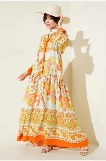 BDART Printed V-Neck Maxi Dress with Lining