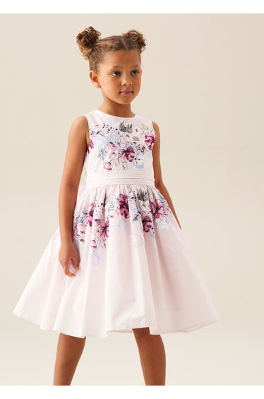 Elisa Blush Print Bow Back Dress