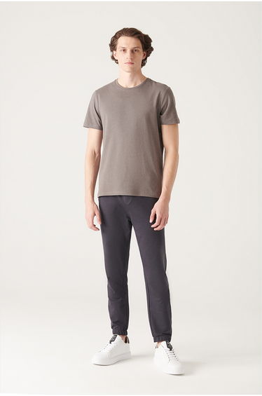 Men's Anthracite 100% Cotton Breathable Crew Neck Standard Fit Regular Cut T-shirt E001000