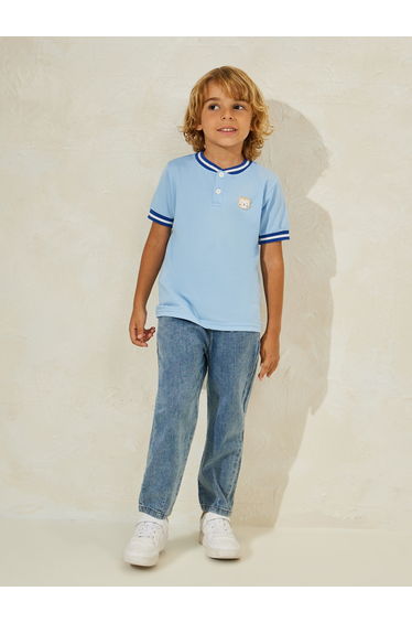 Cartoon Patch Detail Polo T-Shirt