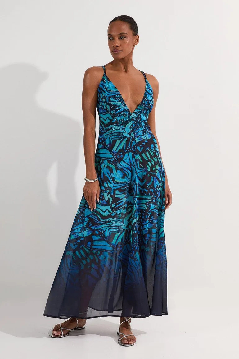Ombre Butterfly Strappy Georgette Beach Maxi Dress Karen Millen : Coverups  : VogaCloset Jordan