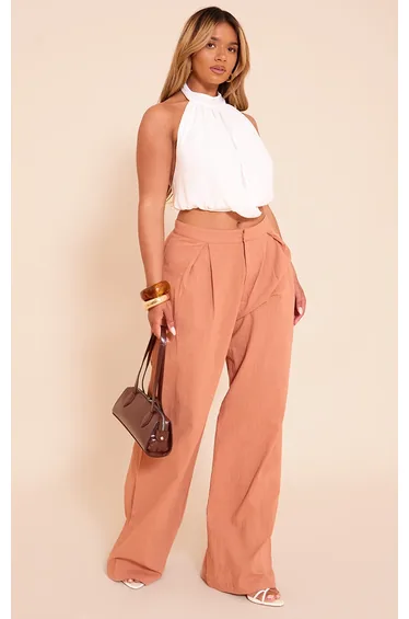 Shape White Chiffon Halterneck Open Back Top