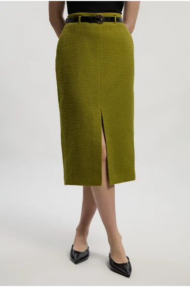 تنورة كارين ميلين ميدي خضراء بقصة مستقيمة