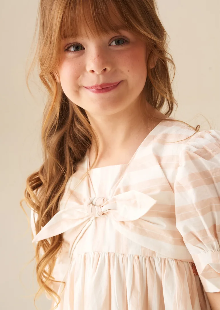 Palma Stripe Tie Front Dress - Pink - 2