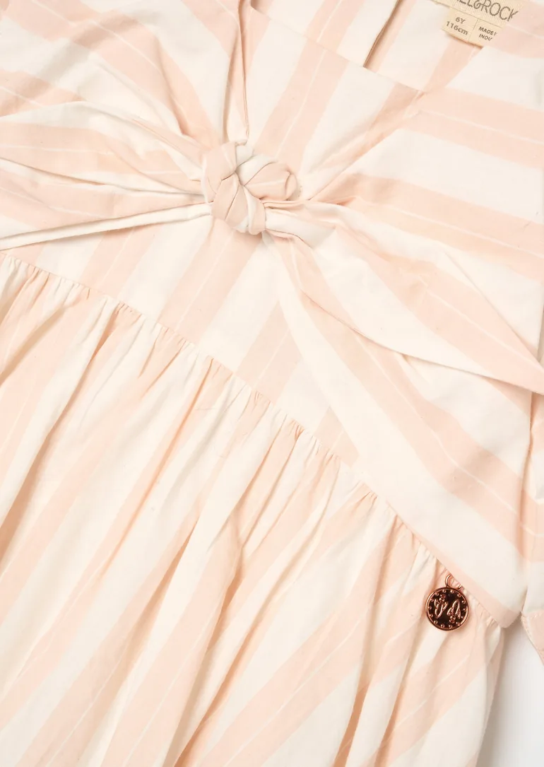 Palma Stripe Tie Front Dress - Pink - 5