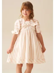 Palma Stripe Tie Front Dress - Pink - 4