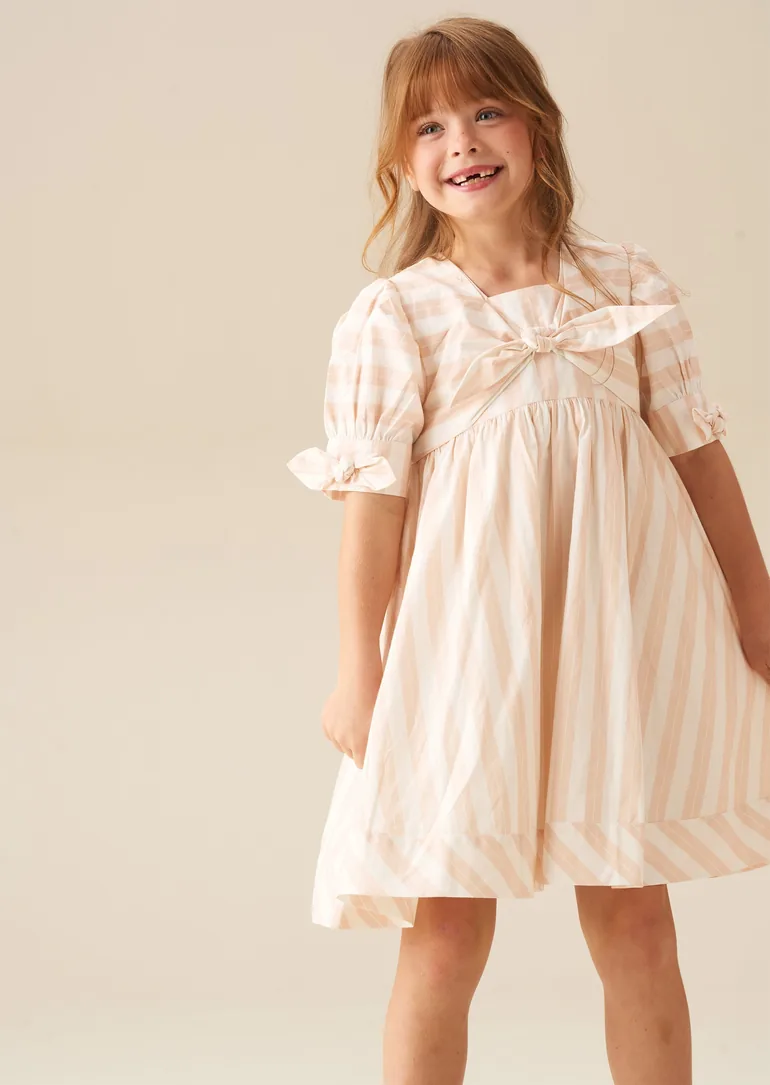 Palma Stripe Tie Front Dress - Pink