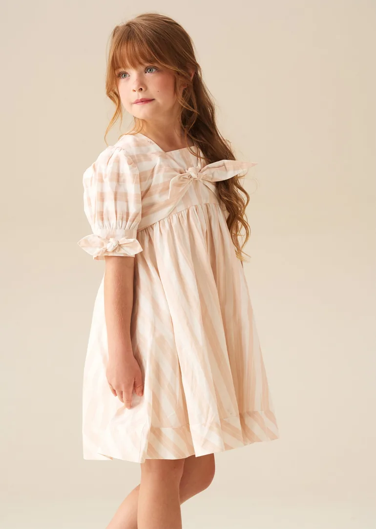 Palma Stripe Tie Front Dress - Pink - 1