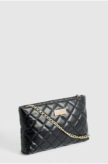 Quilted Oversized Basic Clutch - black