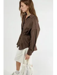 QU STYLE Fitted Striped Shirt - 2