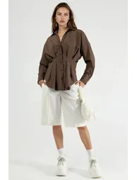 QU STYLE Fitted Striped Shirt - 4