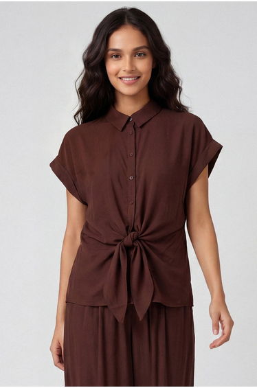 Tie Front Short Sleeve Shirt