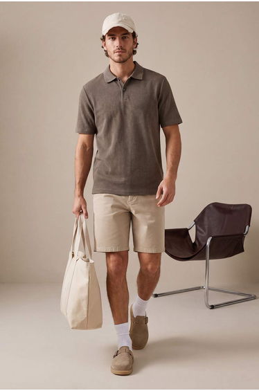 Mint Regular/Normal Cut Textured Polo Collar T-Shirt