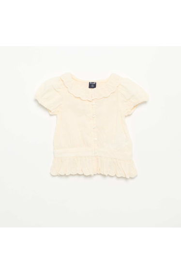 Short-sleeved broderie anglaise blouse WHITE