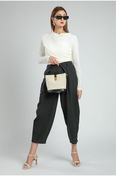 Feminine Balloon Pants With Pleats