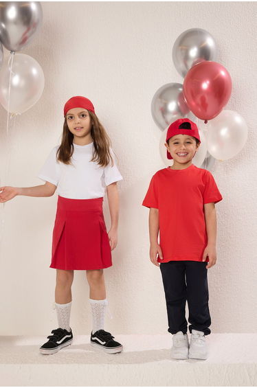 Red-White 2-Pack Boy 100% Cotton Basic Short Sleeve Knitted T-Shirt