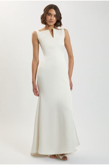 Petite Tailored Satin Clean Maxi Dress