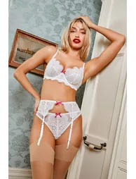 Camille White Broderie Suspender Belt