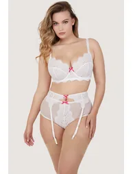 Camille White Broderie Suspender Belt - 1