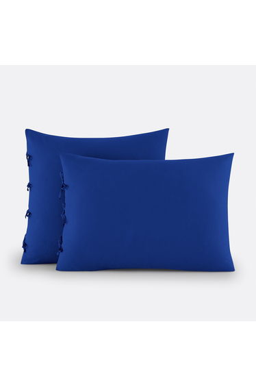 Scenario Plain Cotton Pillowcase with Tie Fastening