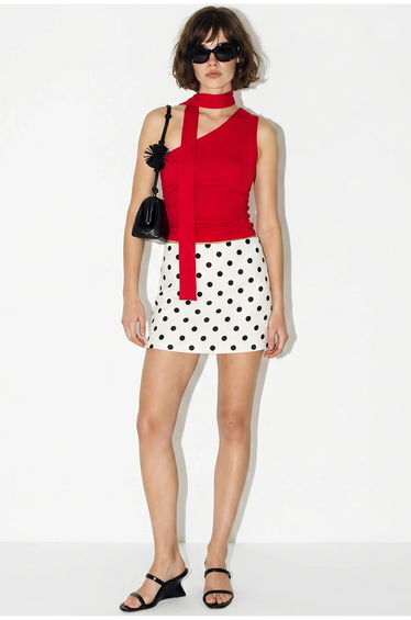LUCCI Sleeveless Asymmetrical Tie-detail Blouse