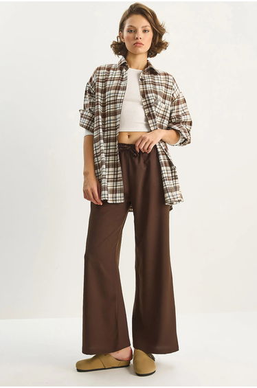LUCCI Wide Leg Palazzo Pants with Tie Closure