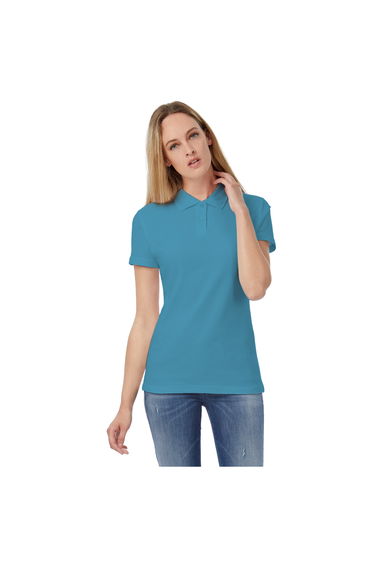 B&C Womens/Ladies ID.001 Plain Short Sleeve Polo Shirt - Atoll