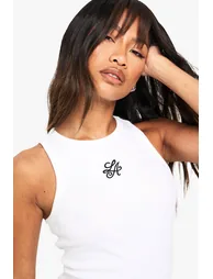 تانك توب بوهو قطن أبيض بلا أكمام - بحمالات عريضة - 3