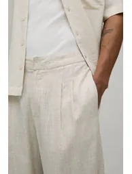 بنطلون كتان بقصة منفوخة لون بيج - 2