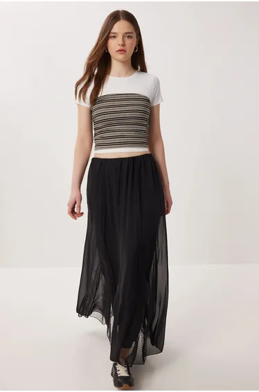 ISTANBUL High Waist Maxi Skirt in Chiffon