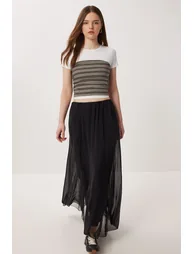 ISTANBUL High Waist Maxi Skirt in Chiffon